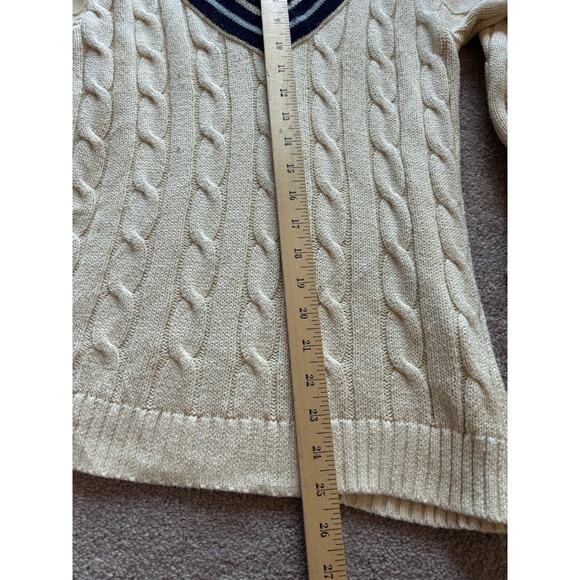 Polo Ralph Lauren Cricket Cable Knit Sweater Women's M Old Money Preppy Ivory - Picture 5 of 9